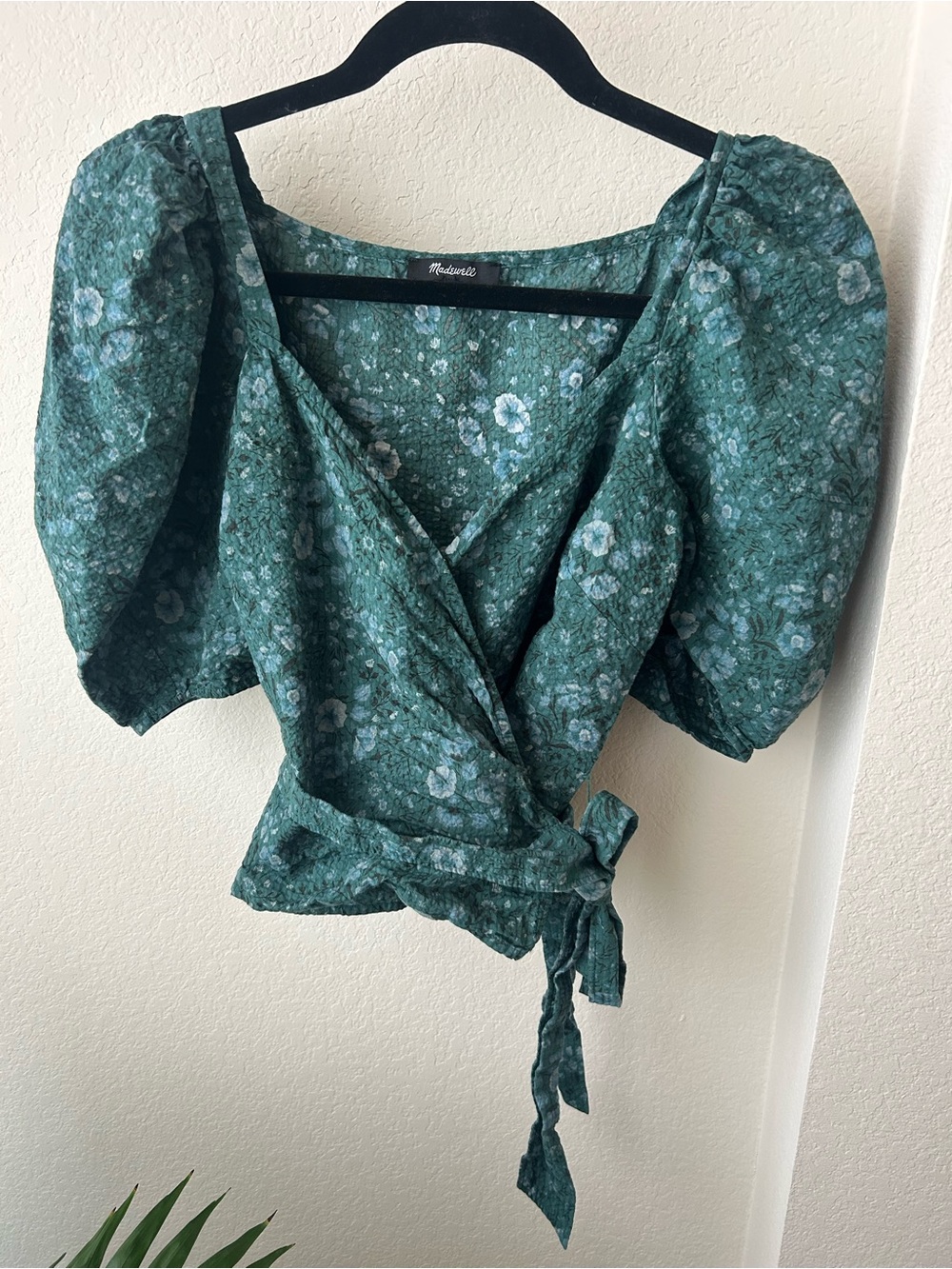 Madewell Floral Wrap Puff-Sleeve Top